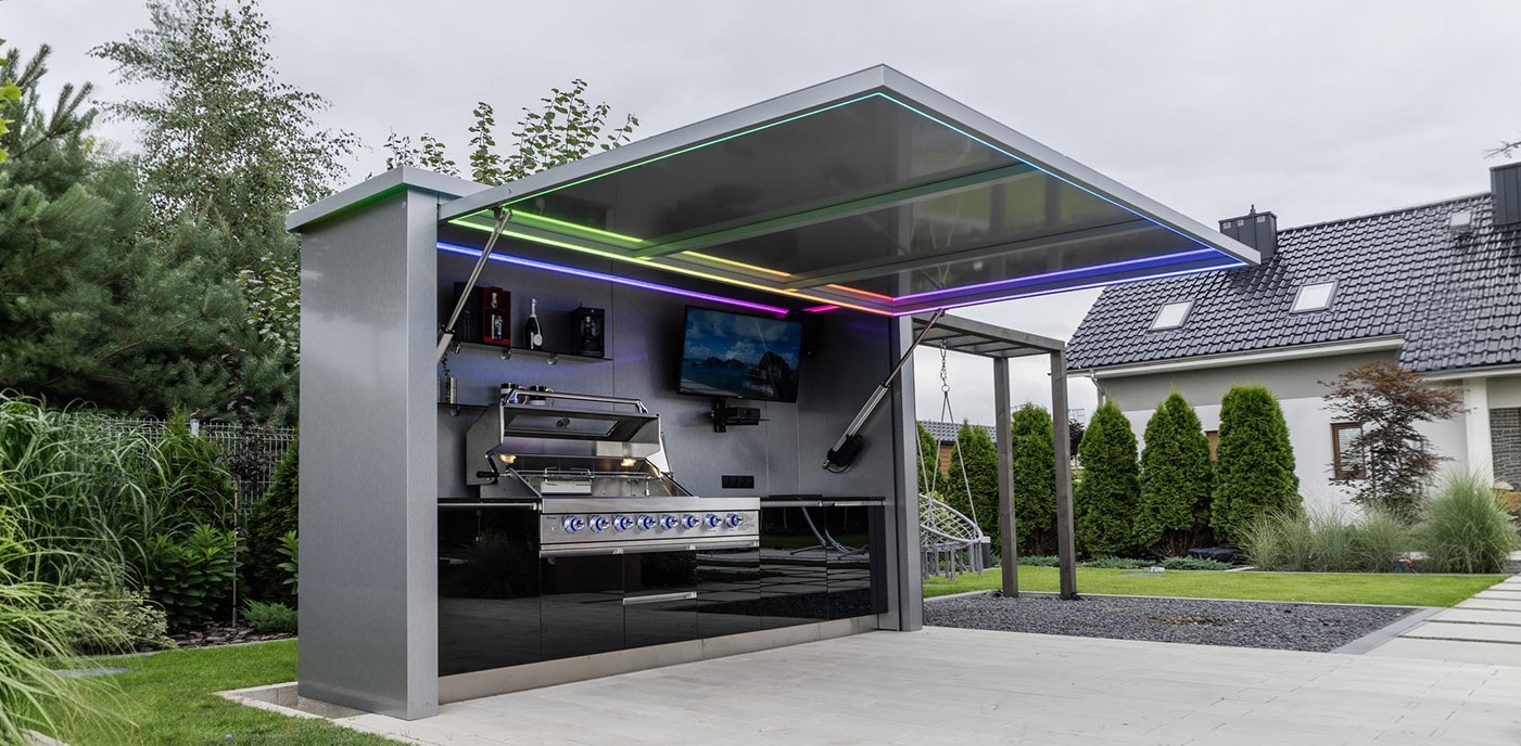 Outdoor stainless steel courtyard kitchen cabinet
